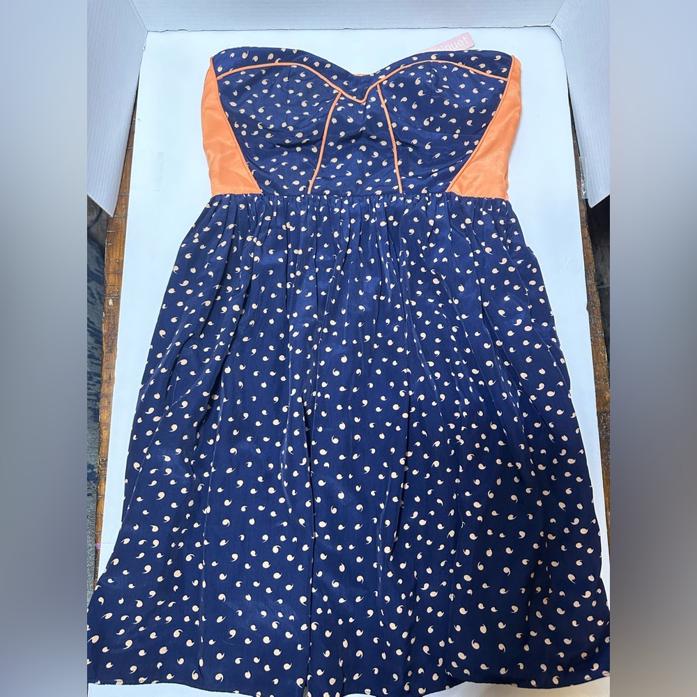 NEW Minute Women’s Knee Length Dress Print Orange Blue Small
